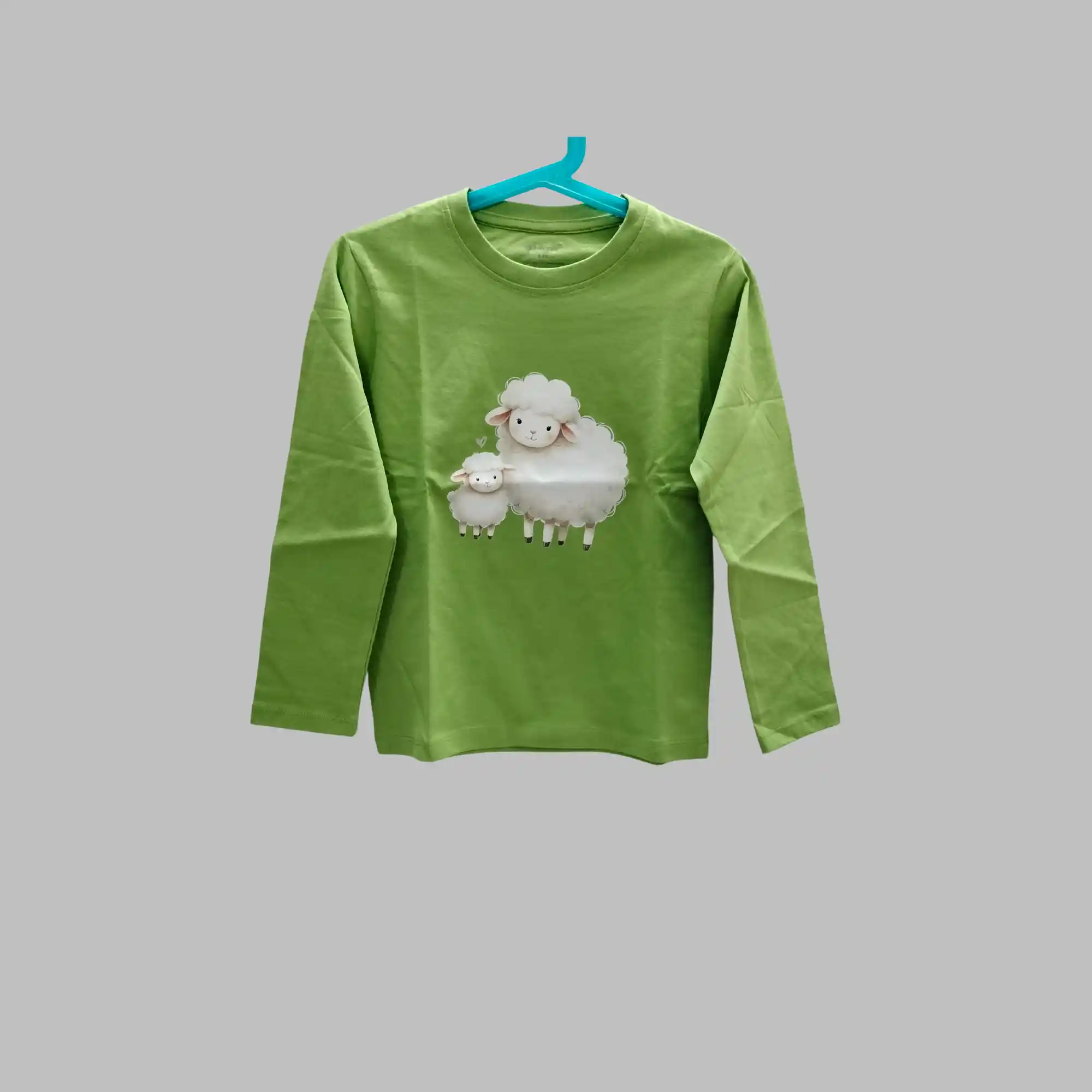 Fabspire Kids Tee - sheepandlamb (Kiwi Green)